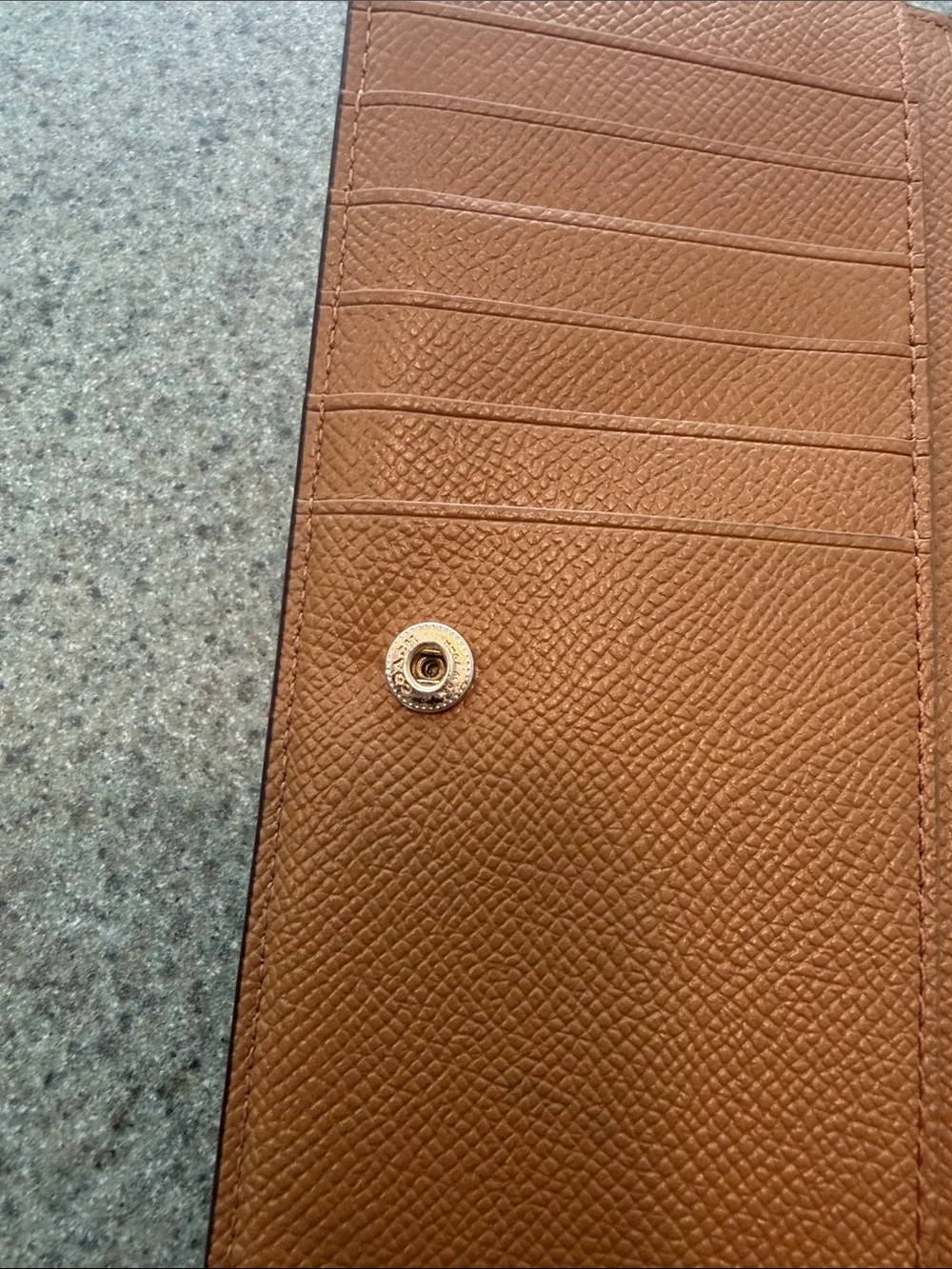 Coach Pale white Leather Continental Wallet with Gold Logo